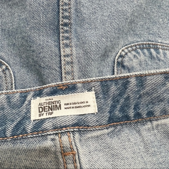 ZARA Womens Denim Jean Mini Skirt Light Wash Button Front A-Line High Rise Small - Picture 12 of 12